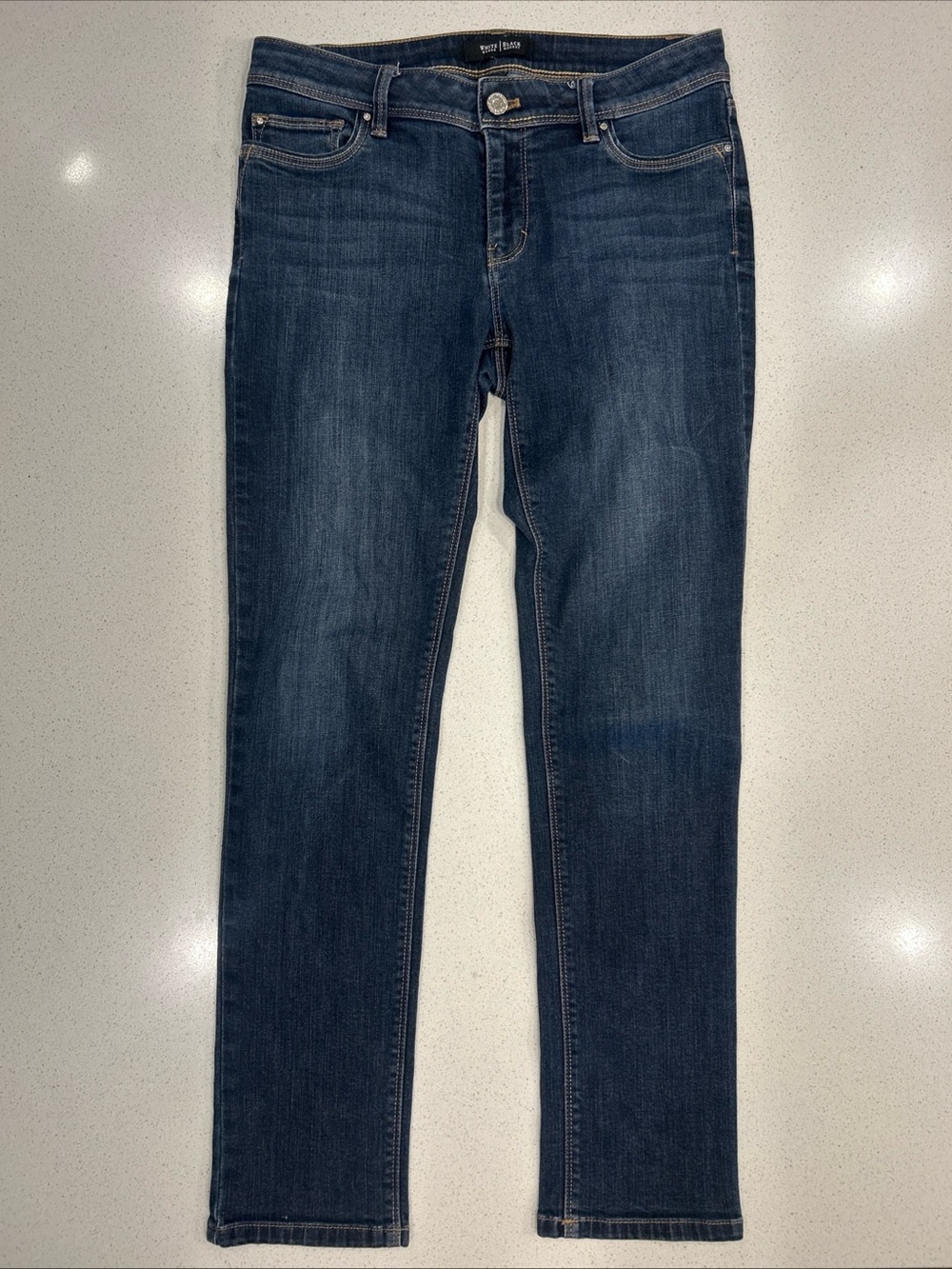 Women's White House Black Market Dark Blue Slim Leg Jeans w Rhinestones 4S/28.5